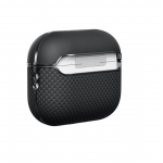 Θήκη Pitaka Aramid Fiber Magnetic 1500D (Plain) για Apple AirPods Pro 2 - ΜΑΥΡΟ/ΓΚΡΙ grained - APM2401